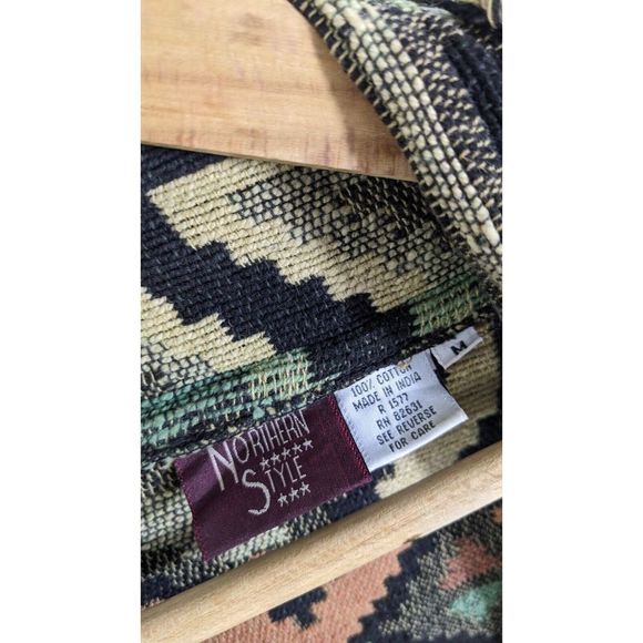 Southwestern Tapestry Blanket Cardigan Jacket Sweater - Size Medium Vintage - Picture 7 of 16